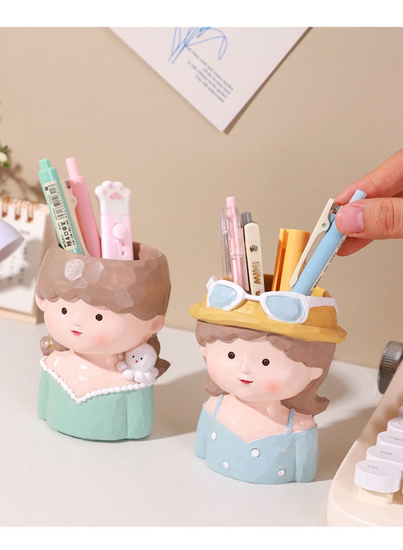 Desktop Cute Little Girl Balcony Garden Resin Fleshy Flower Pot Creative Gardening Decoration Potted Flower (Polka Dot Girl) - Image 4